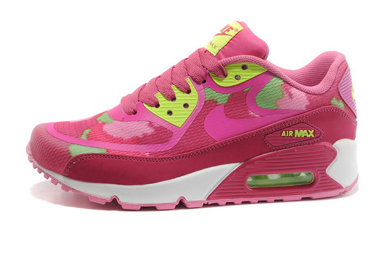 Nike Air Max 90 Chaussures Femmes TAPE Pre vert rose (3)